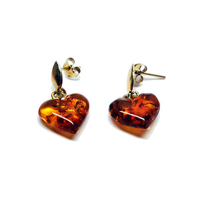 Aretes De Ámbar Corazón Con Plata De 5P